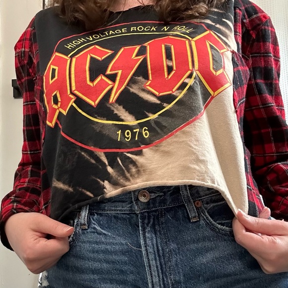 AC/DC | Tops | Acdc Upcycled Flannel Crop Top | Poshmark